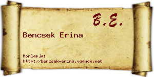 Bencsek Erina névjegykártya